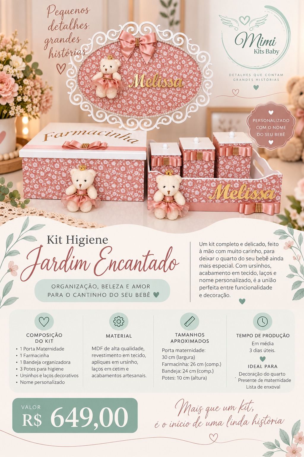 Kit higiene jardim encantado personalizado
