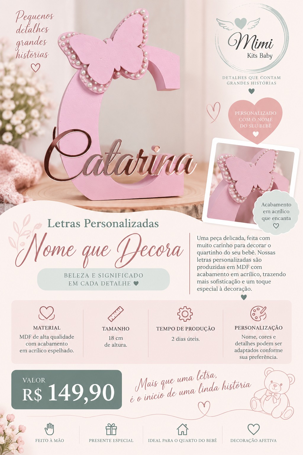 Letras personalizadas em MDF com acrílico