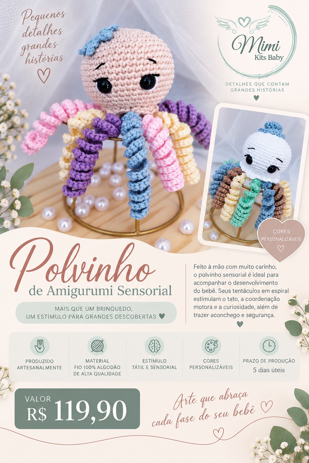 Polvinho de amigurumi sensorial