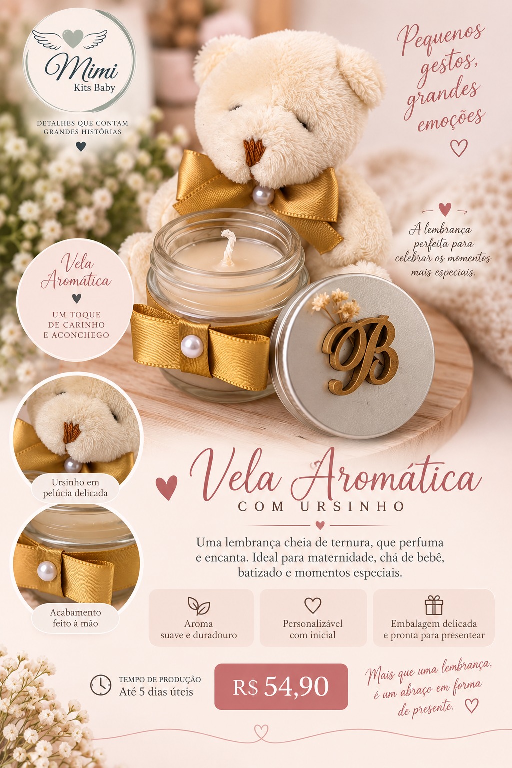 Vela aromática com ursinho